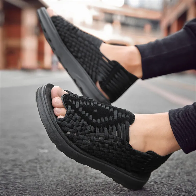 Wearable Hand-Woven Slip-On Sandals for Men