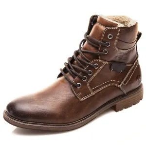 Winter Lace Up Vintage Plush Mens Brogue Boots