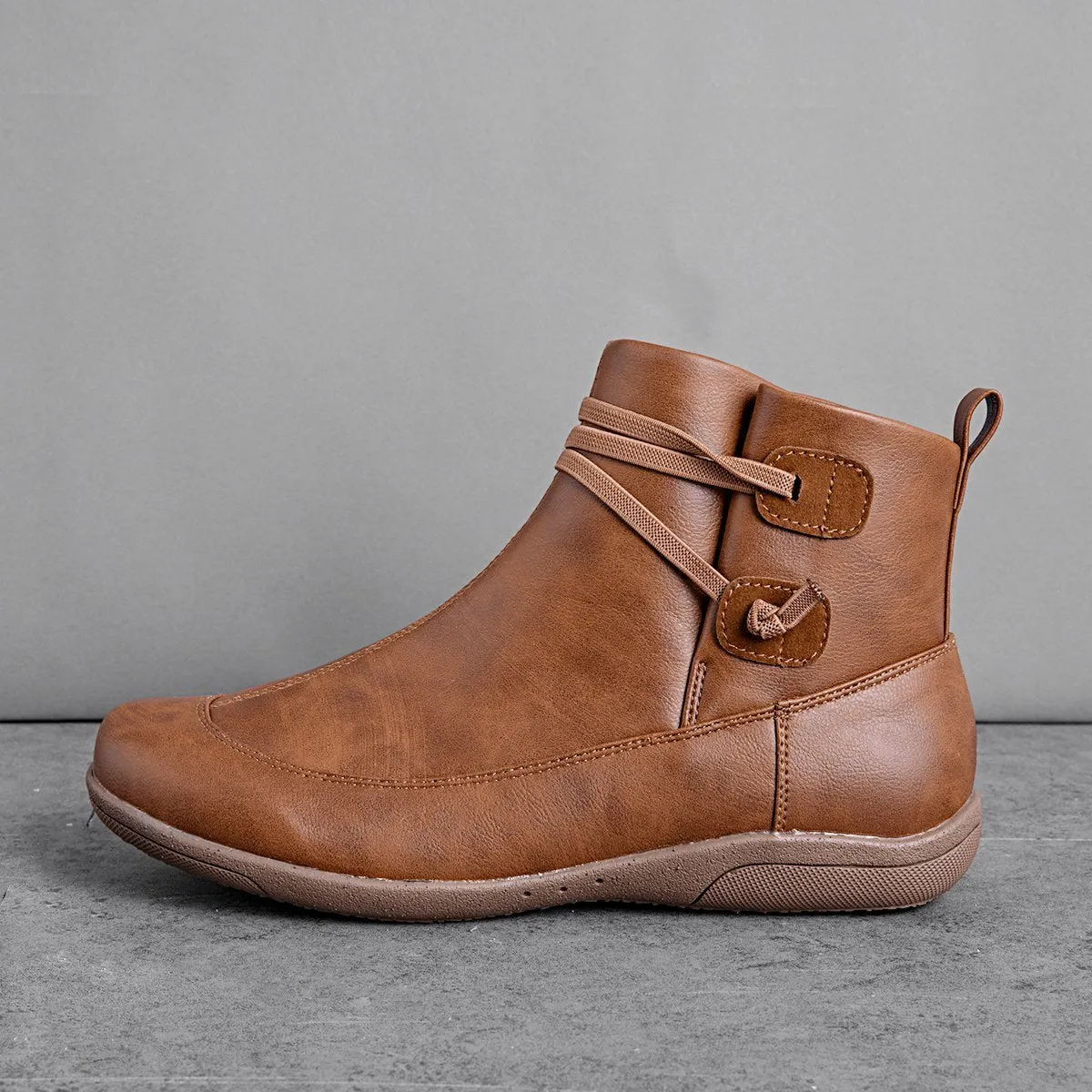 Women's Braided Strap Flat Heel All Season Boots